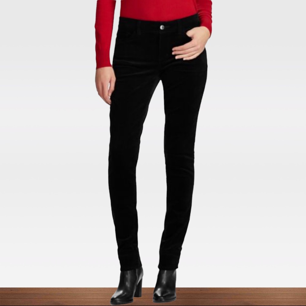Chaps Women's Black Skinny High Rise Soft Corduroy Pants